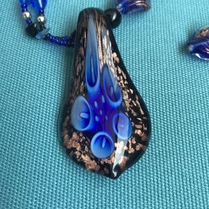 Lamp work necklace and earrings set